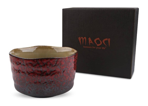Maoci - Matcha-Schale 400ml Dunkelrot Geschenkbox
