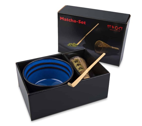 Maoci - Matcha Teeset dreiteilig (schwarz) - Geschenkkarton