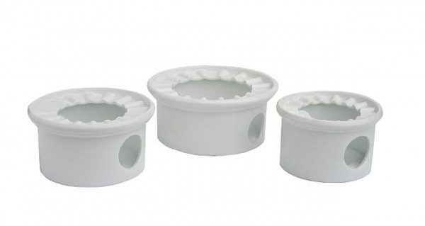 weißes Stövchen aus Porzellan in drei Größen