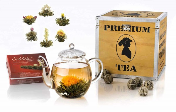 Geschenk-Set Holzbox Erblüh Weißer Tee