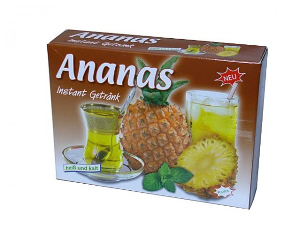 fuchtiger Ananas Tee als Pulver zum genießen und zum verfeinern von Sekt und Desserts