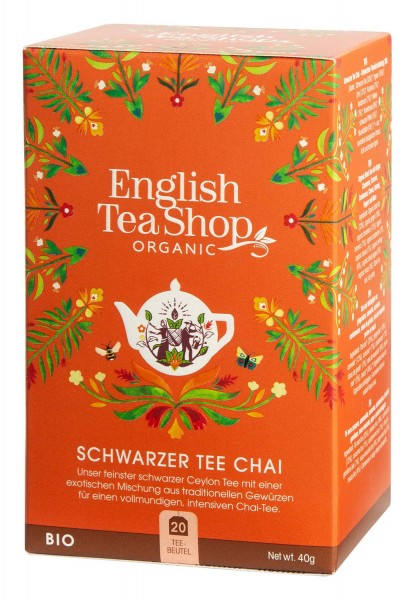 English Tea Shop Schwarztee Black Tea Chai ,BIO Fairtrade,20 Teebeutel