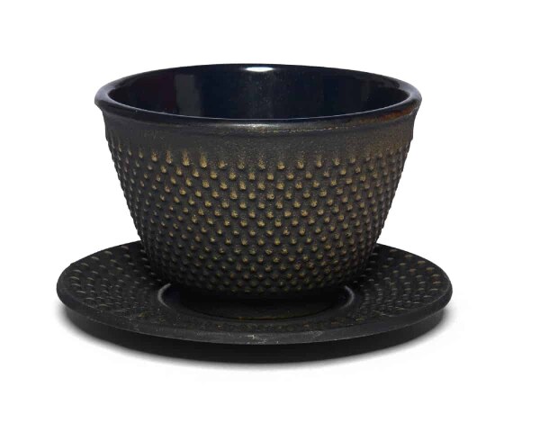 Teecup MAOCI Gusseisen Arare Schwarz-Gold