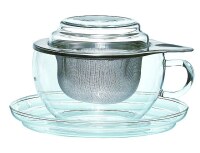 Glastasse mit Filter "Tea Time" Edelstahl