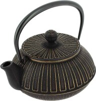 Iwachu - japanische Gusskanne Kiku 0,65l schwarz-gold