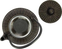 Iwachu - japanische Gusskanne Kiku 0,65l schwarz-gold