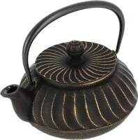Iwachu - japanische Gusskanne Nami 0,65l schwarz-gold