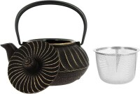 Iwachu - japanische Gusskanne Nami 0,65l schwarz-gold