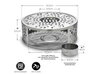 Creano Edelstahl-Stövchen Leaf Silber
