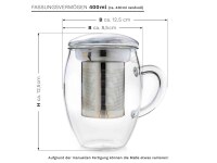 Creano Teeglas All-in-One 0,4l Edelstahl-Sieb