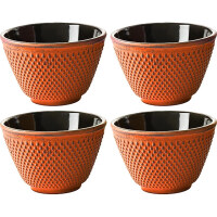 Teecup Gusseisen Arare Terracotta-Rot 4er Set