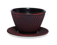Teeset Akita 0,7l schwarz-rot + Becher und Untersetzer