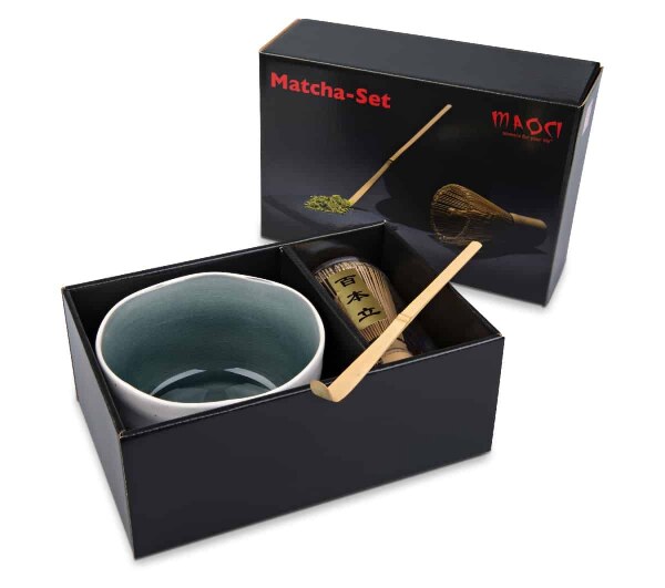 Maoci - Matcha Teeset dreiteilig (hell) - Geschenkkarton