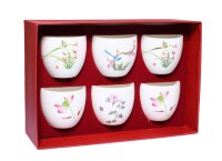 Maoci 6er Set Japan Design Teeschale Weiss Porzellan 80ml