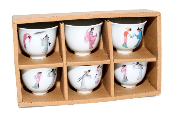 Maoci 6er Set Japan Design Teeschale Motiv Porzellan 50ml
