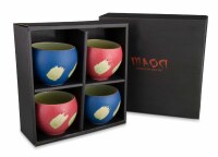 Maoci Teeschalen Geschenkset 4er Set Porzellan blau-rot