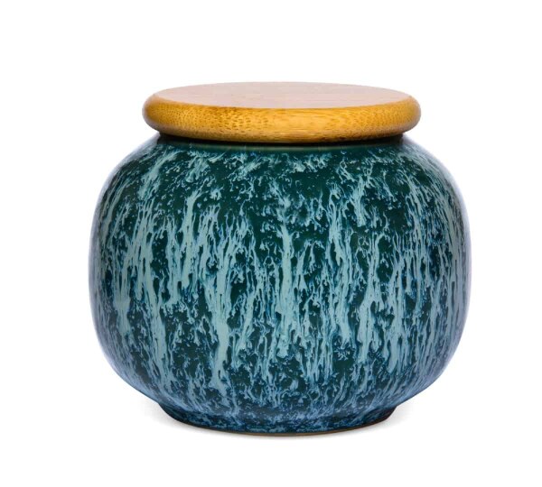 Maoci - Japan Design - Porzellan Teedose 250ml Türkisblau-meliert