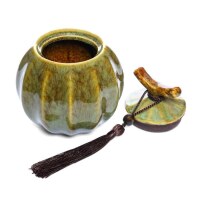 Maoci - Teedose / Zuckerdose mit Quaste 400ml grau-grün