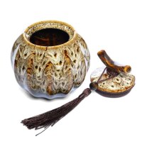 Maoci - Teedose / Zuckerdose mit Quaste 400ml beige