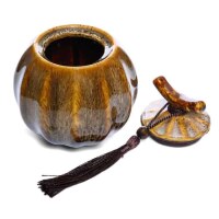 Maoci - Teedose / Zuckerdose mit Quaste 400ml hellbraun