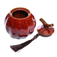 Maoci - Teedose / Zuckerdose mit Quaste 400ml dunkelrot