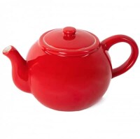 Teekanne XXL Porzellan 2,5l - rot  *B-Ware*