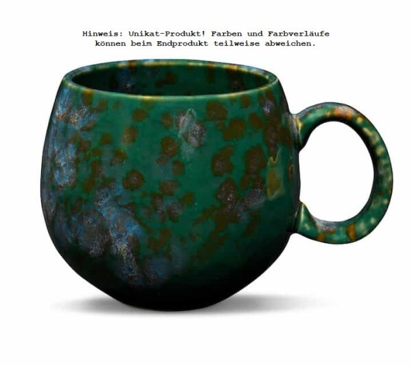 Maoci Jumbotasse Porzellan - grün-gefleckt 0,5l