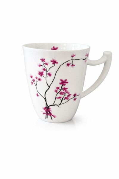 Teebecher Cherry Blossom 0,4l geschwungener Griff